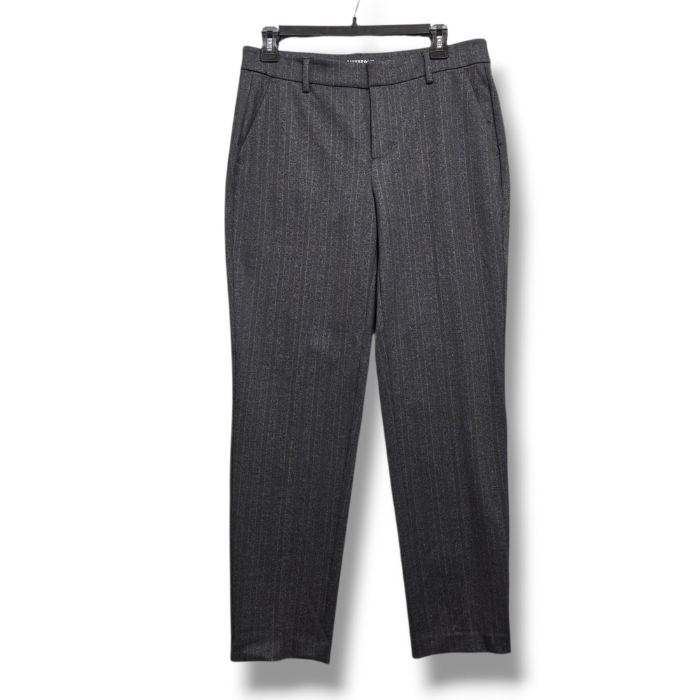 Liverpool‎ Kelsey Trouser Womens 8 Charcoal Brown Stripe Tapered Mid Rise Pants